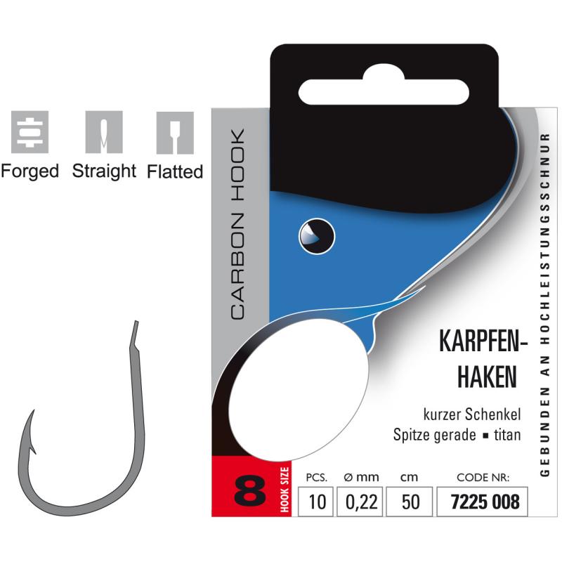 JENZI Karpfenhaken Gebunden Gr.8 0,22mm 50cm