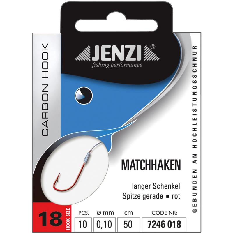 JENZI Matchhaken Gebunden red Gr.18 0,10mm 50cm