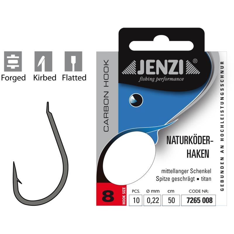 JENZI Naturk&ouml;derhaken Gebunden Gr.8 0,22mm 50cm