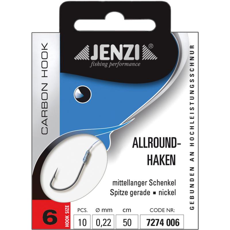 JENZI Allroundhaken Gebunden Farbe Nickel Gr.6 0,22mm 50cm