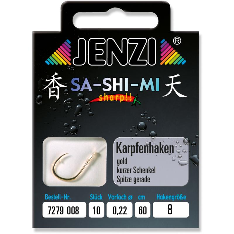 Produktbild JENZI Karpfenhaken SA-SHI-MI Gebunden Gr.8 0,22mm 60cm