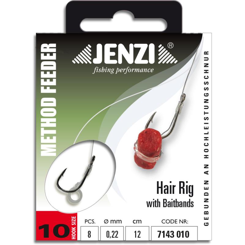 Method Feeder Hair Rig mit Gummi Band &Oslash; 0,23mm # 10, L&auml;nge 12 cm