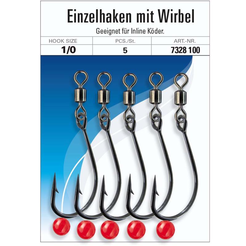 Jenzi Einzelhaken m Wirbel, 5St G.1/0
