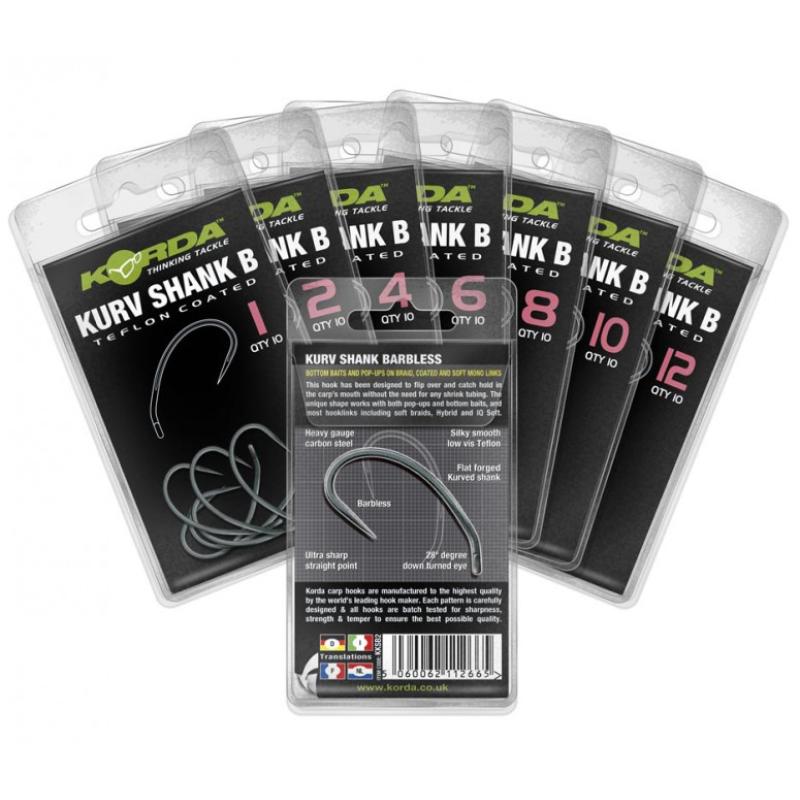 Korda Kurv Shank Barbless Haak 10St&uuml;ck Size 4