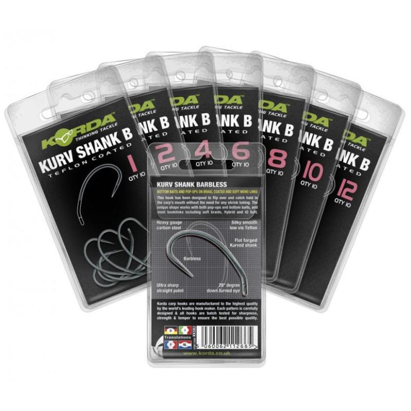 Korda Kurv Shank Barbless Haak 10St&uuml;ck Siz10