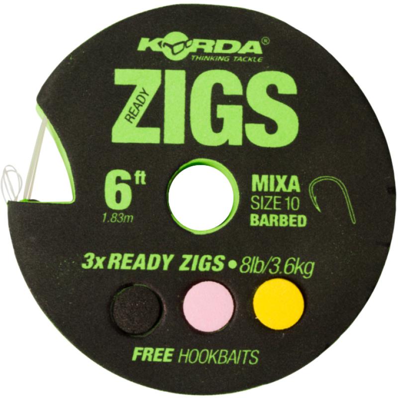 Produktbild Korda Ready Zigs 10' Barbless Size 10/300cm/3 zigs on spool