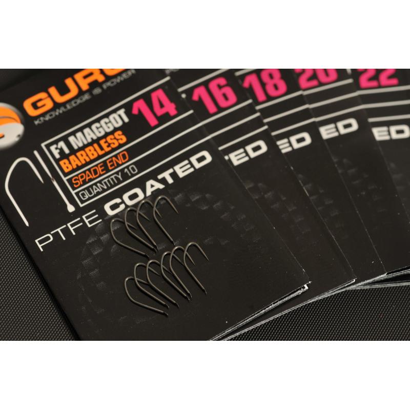 Guru F1 Maggot Hook Size 18 (Barbless/Spade End)
