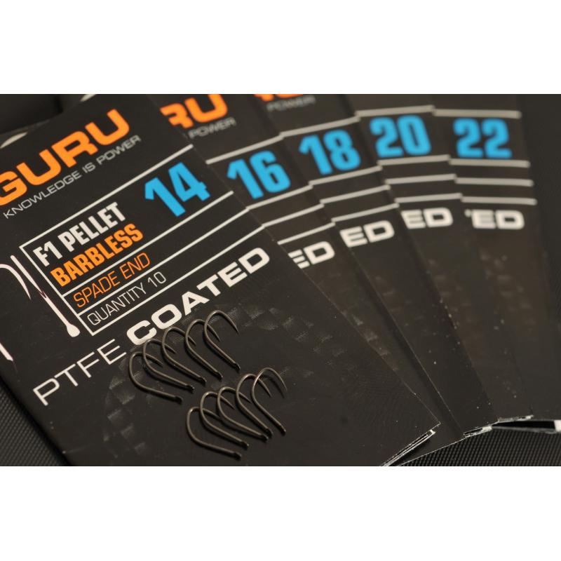 Guru F1 Pellet Hook Size 18 (Barbless/Spade End)