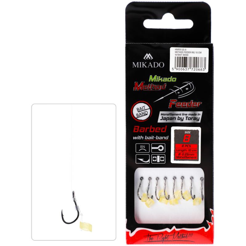 Method Feeder Rig mit Gummi Mono Chinu - Haken Gr. 6/0.28mm/10cm - 8St