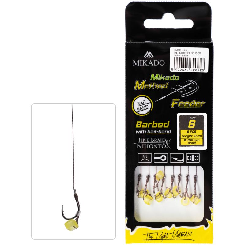 Method Feeder Rig mit Gummi Braid Chinu - Haken Gr. 6/0.16mm/10cm - 8St