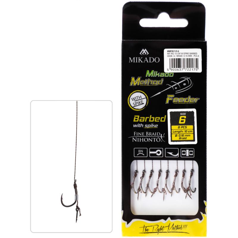 Method Feeder Rig mit Nadel Braid Chinu - Haken Gr. 6/0.16mm/10cm - 8St