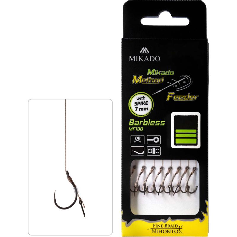 Mikado MethodFeederRig mit Nadel/o Widerhaken #10 braided0.12mm/10cm 8St
