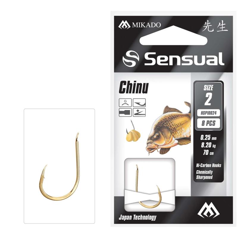 Mikado Gebundene Haken - Sensual - Chinu No 12 G /Schnur 0.16mm/70cm 8St
