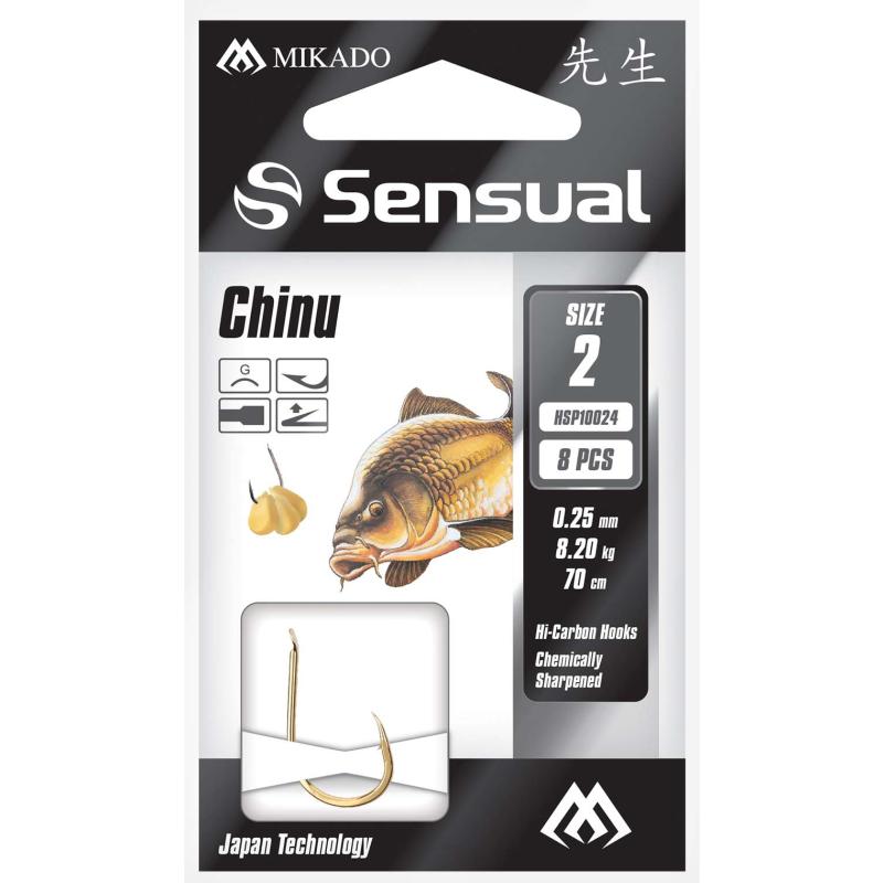 Mikado Gebundene Haken - Sensual - Chinu No 8 G / Schnur 0.18mm/70cm 8St