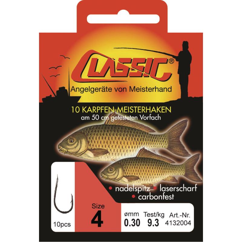 Produktbild Paladin Classic Karpfenhaken gebunden schwarz 50cm Gr 4 SB10