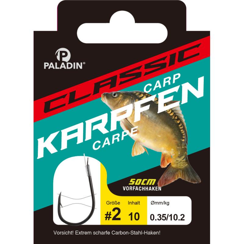 Produktbild Paladin Classic Karpfen gebunden 50cm schwarz Gr.8 0,25mm 6,1kg 10St.