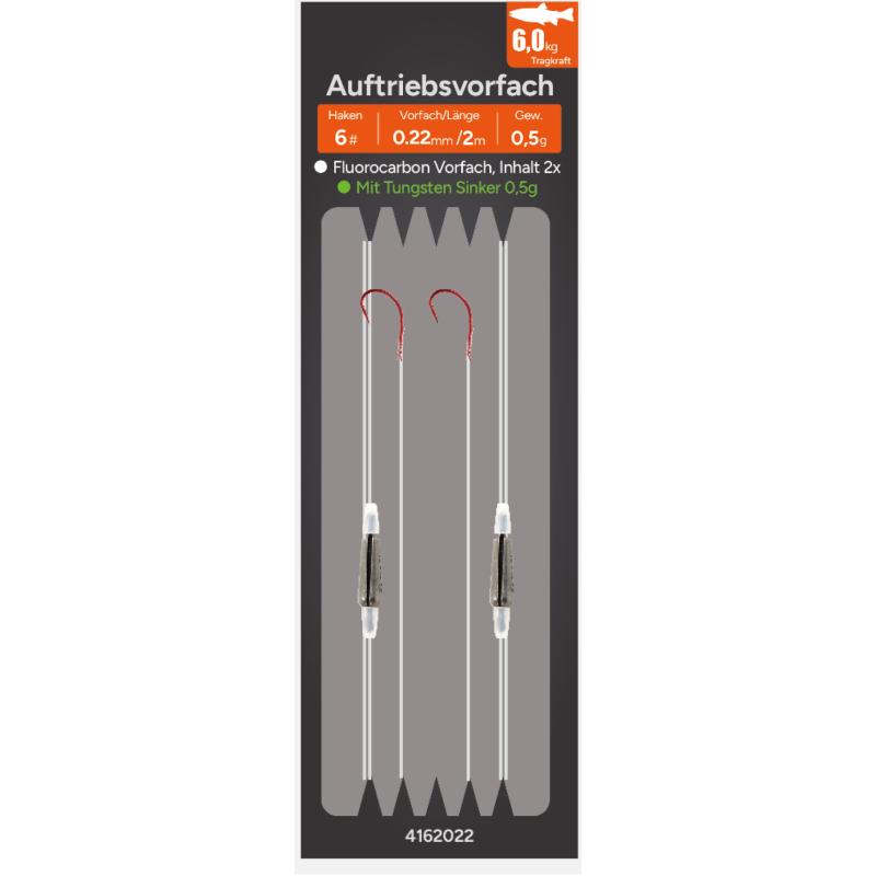 Paladin Auftriebsvorfach Fluorocarbon Tungsten 1,0g 200cm Gr. 10 0,18mm 9,0kg 2St.