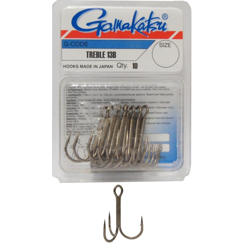 GAMAKATSU HOOK TREBLE 13B/0 Gr. 2/0 Drilling br&uuml;niert