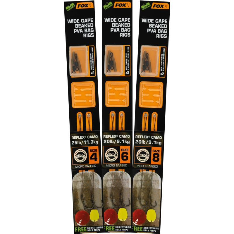 Fox Edges Wide Gape Beaked PVA Ready Rigs - 20lb Size 8
