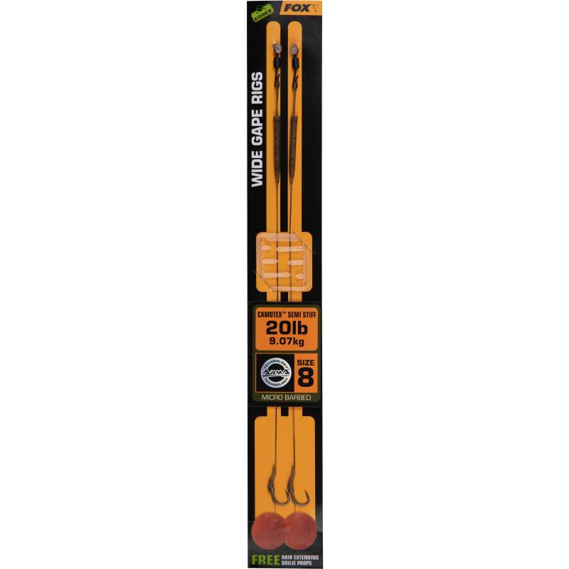 Fox Edges Wide Gape 8 20Lb Camotex Semi Stiff X 2