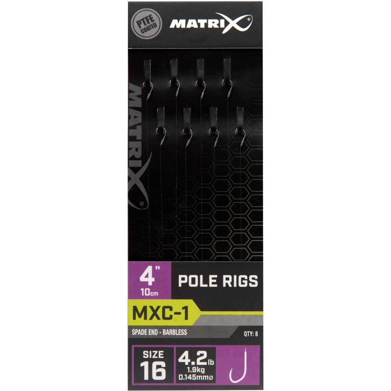 Produktbild Matrix MXC-1 Size 16 Barbless / 0.145mm / 4" (10cm) Pole Rig - 8pcs