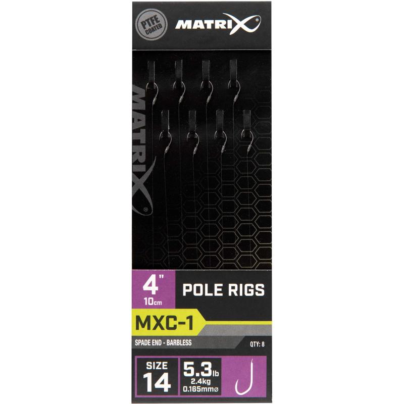Produktbild Matrix MXC-1 Size 14 Barbless / 0.165mm / 4" (10cm) Pole Rig - 8pcs
