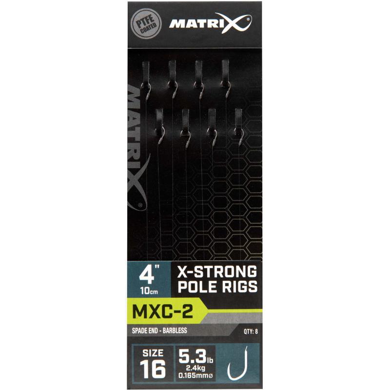 Produktbild Matrix MXC-2 Size 16 Barbless / 0.165mm / 4" X-Strong Pole Rig - 8pcs