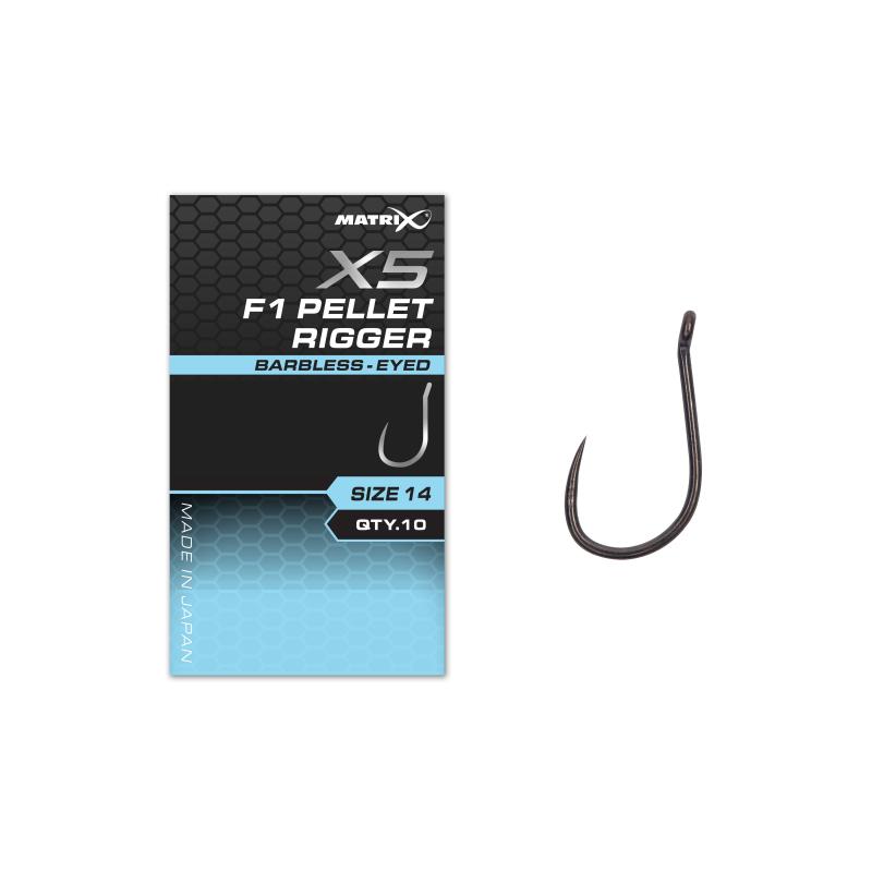 Matrix X5 F1 Pellet Rigger Size 18 Barbless - Eyed