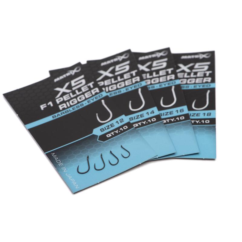 Matrix X5 F1 Pellet Rigger Size 16 Barbless - Eyed