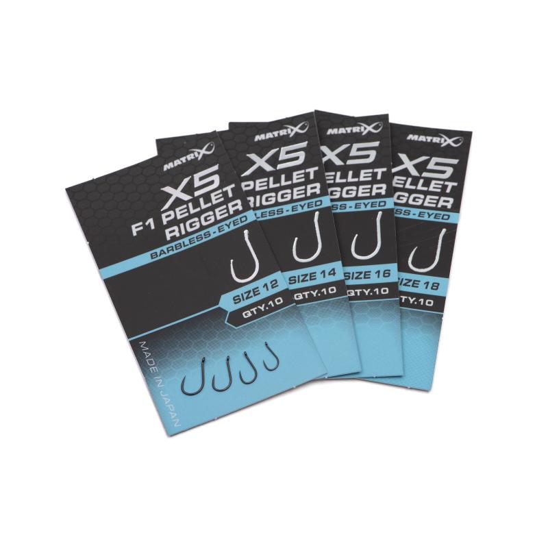 Matrix X5 F1 Pellet Rigger Size 14 Barbless - Eyed