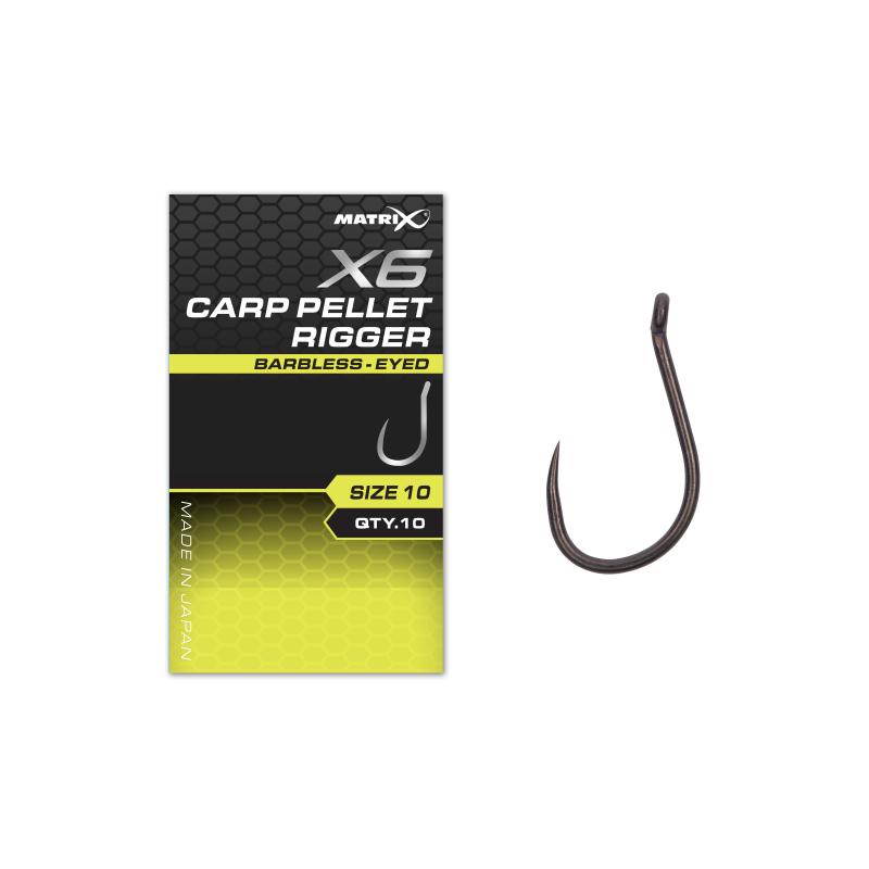 Matrix X6 Carp Pellet Rigger Size 16 Barbless - Eyed