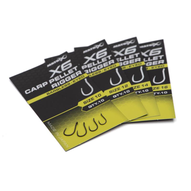 Matrix X6 Carp Pellet Rigger Size 12 Barbless - Eyed