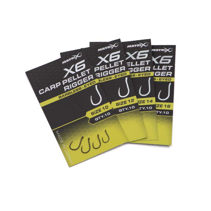 Matrix X6 Carp Pellet Rigger Size 12 Barbless - Eyed
