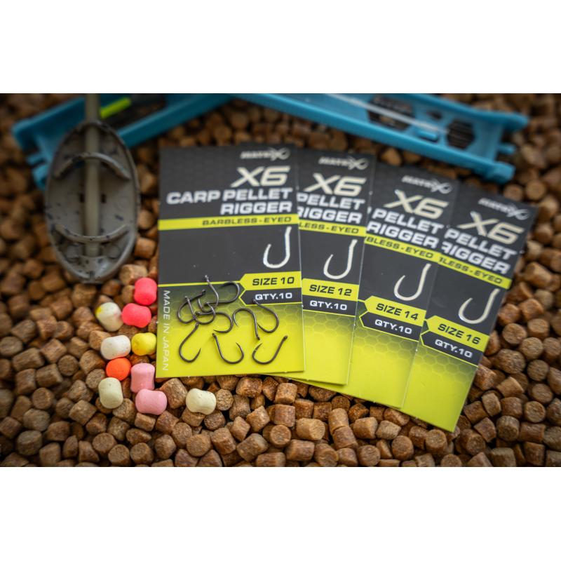 Matrix X6 Carp Pellet Rigger Size 10 Barbless - Eyed