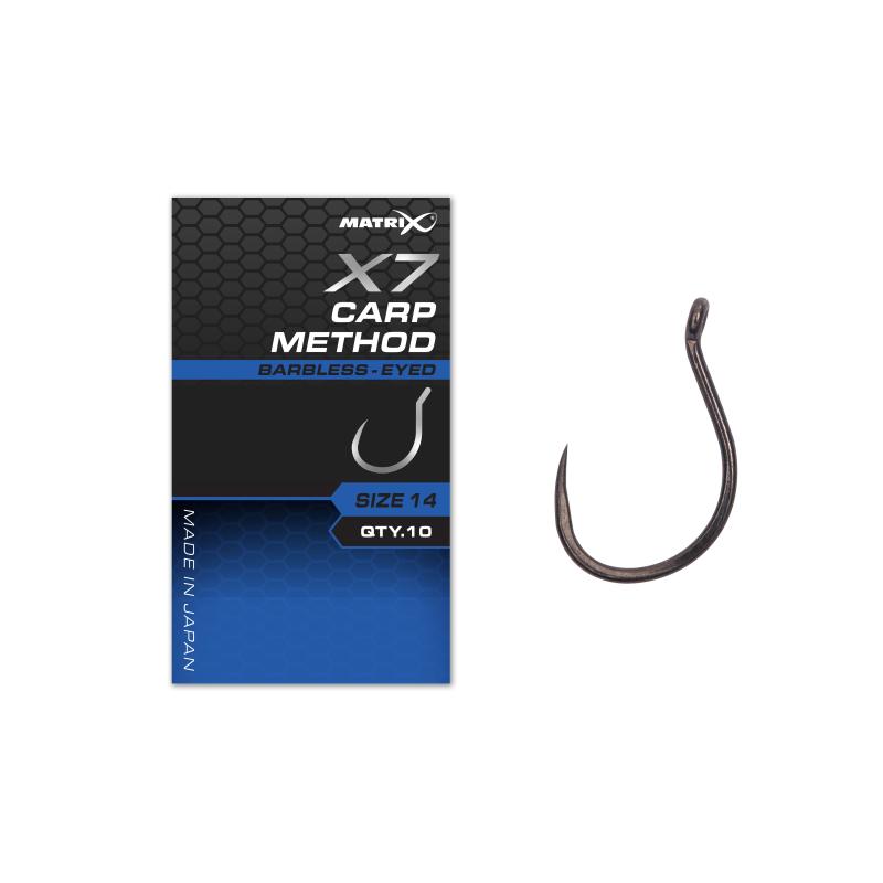 Matrix X7 Carp Method Size 16 Barbless - Eyed