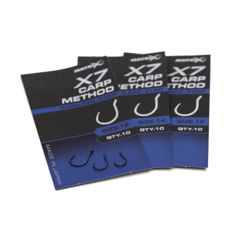 Matrix X7 Carp Method Size 12 Barbless - Eyed