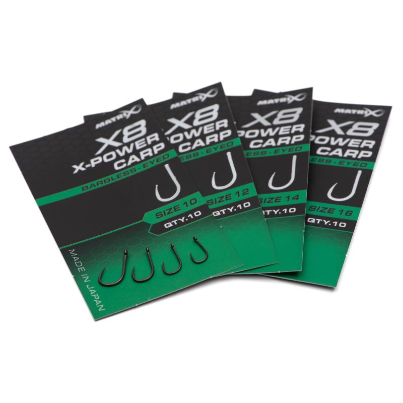 Matrix X8 X-Power Carp Size 16 Barbless - Eyed