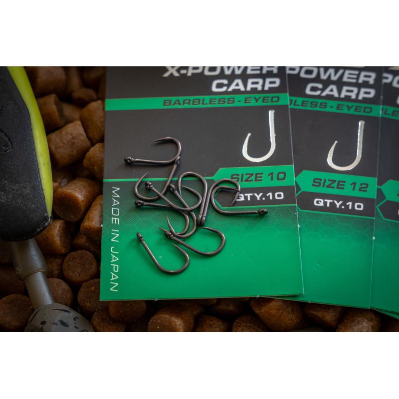 Matrix X8 X-Power Carp Size 12 Barbless - Eyed