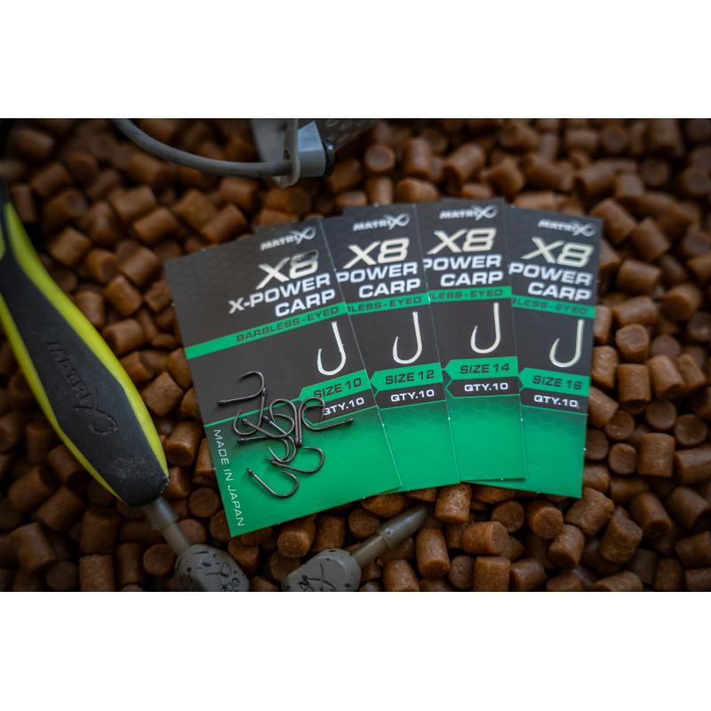 Matrix X8 X-Power Carp Size 10 Barbless - Eyed