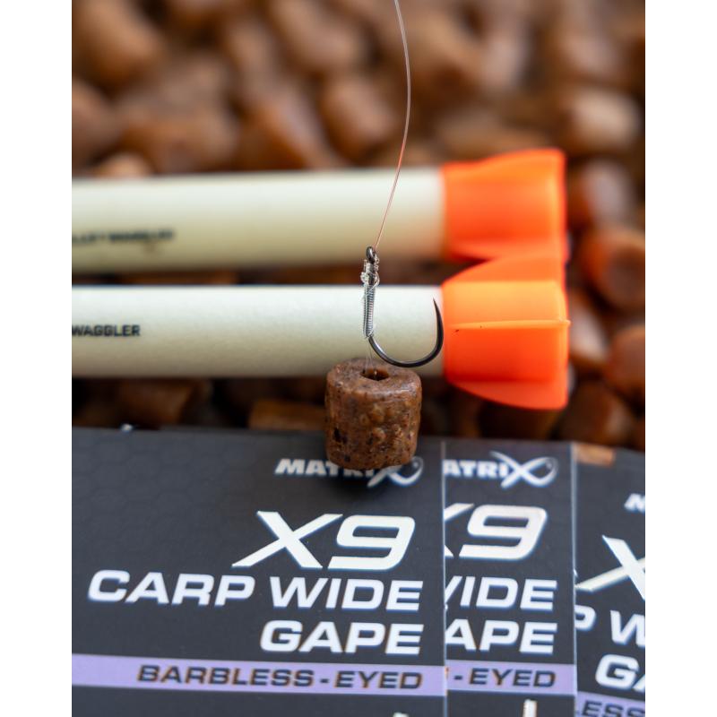 Matrix X9 Carp Wide Gape Size 10 Barbless - Eyed