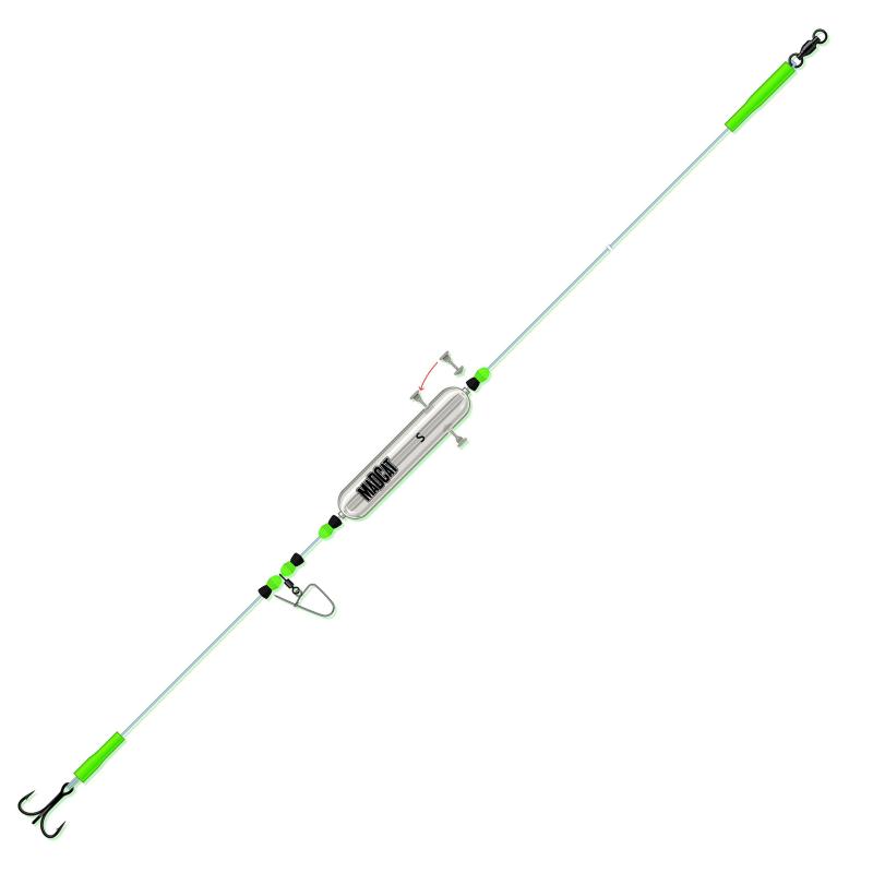 Madcat Adj. Pr. Riv. Rig W. Noseclip 250cm 1.30mm Treble 2/0 20G