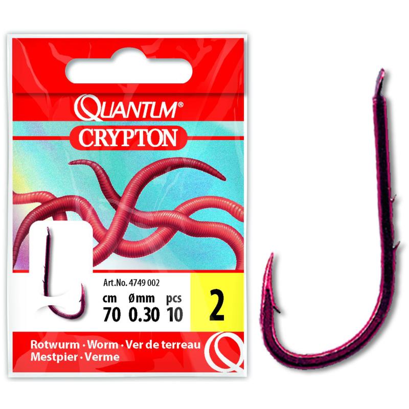 Quantum #6 Crypton Rotwurm Vorfachhaken rot 0,25mm 70cm 10St&uuml;ck