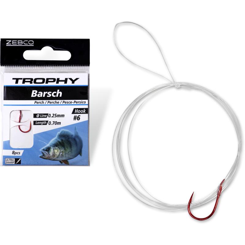 Produktbild Zebco #2 Trophy Barsch Vorfachhaken rot Vorfach: 70cm