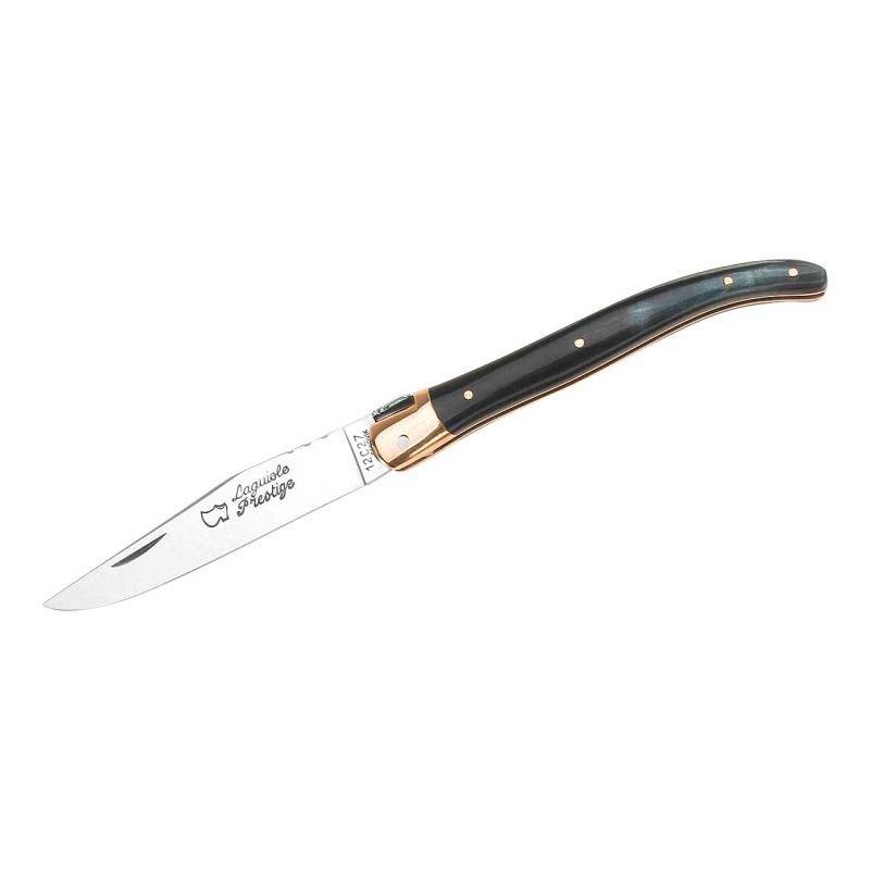 Au Sabot Laguiole-Messer, Sandvik 12C27-Stahl, Messingbeschl&auml;ge, B&uuml;ffelhorn-Griff, Zierschliff