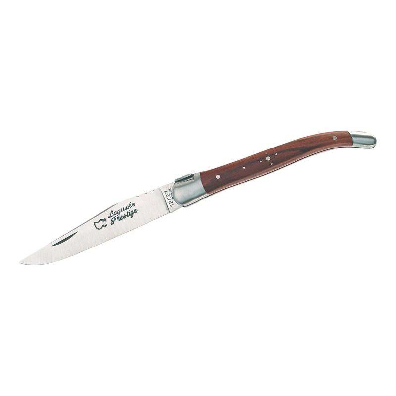 Au Sabot Laguiole-Messer, Sandvik 12C27-Stahl, Mattierte Edelstahl-Backen, Veilchenholz, Zierschliff
