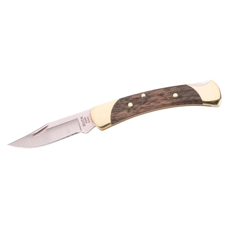 Buck 055 The 55 Folding Hunter Taschenmesser, 420Hc Stahl, Rostfrei, Holz-Griff, Messing-Backen