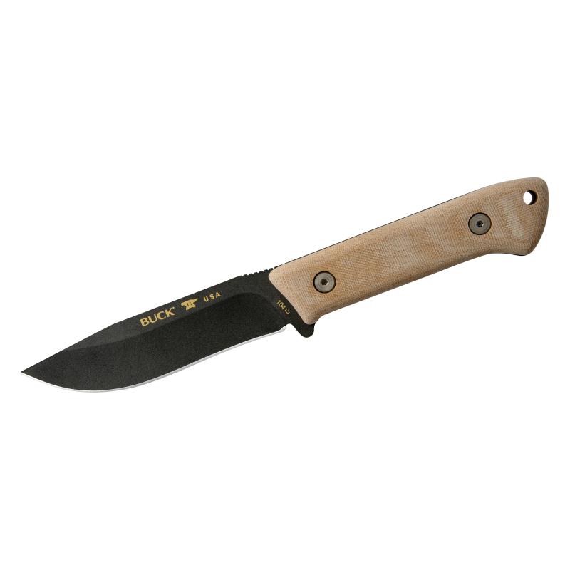Buck 104 Compadre Camp Knife Outdoormesser, 5160 Stahl, Nicht-Rostfrei Cerakote Micarta Lederscheide
