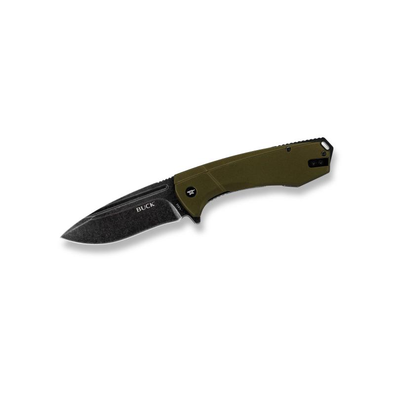 Buck 713 Ruckus Taschenmesser Schwarz/Gr&uuml;n D2 Stahl Rostfrei Frame Lock Alu Deep Carry Taschenclip