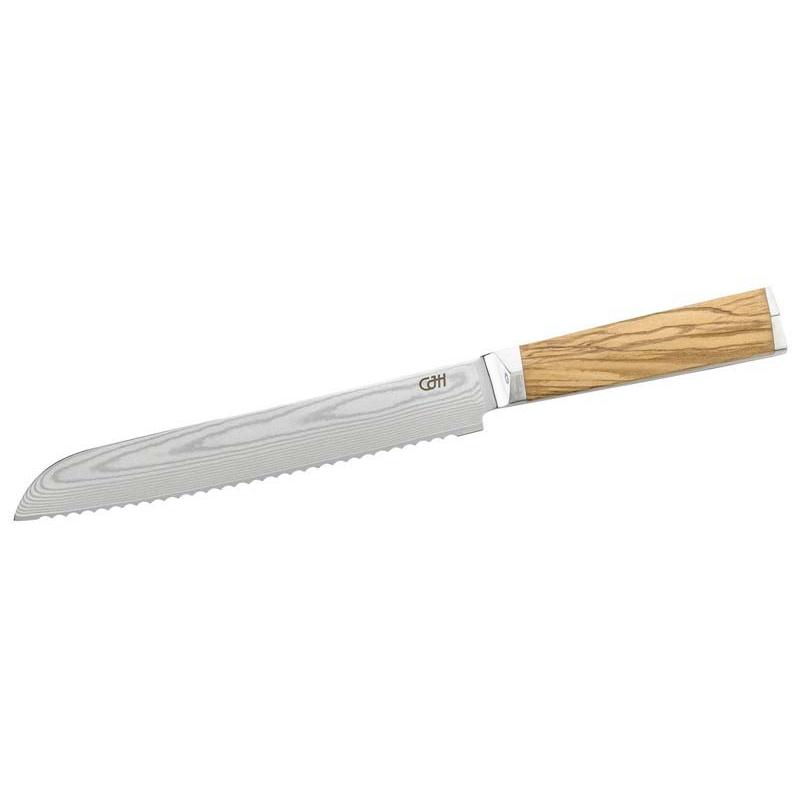Cjh Brotmesser, 67-Lagen Damast, Jap. Aus-10 Stahl, 60&plusmn;2 Hrc, Olivenholz, Geschenkverp.