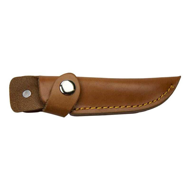 Cjh G&uuml;rtelmesser, Aisi 420 Stahl, Rostfrei, Droppoint-Klinge, Pakkaholz-Griff, Lederscheide
